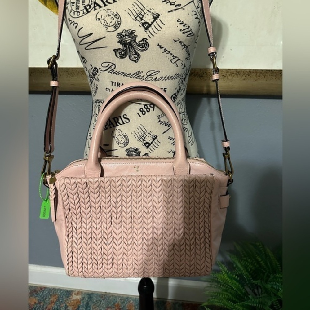 Elliot Lucca Italian leather woven front bag with crossbody strap